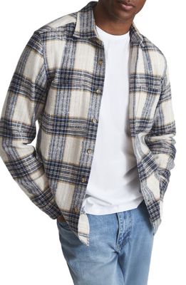 Reiss Method Plaid Ripstop Flannel Button-Up Shirt in Blue/Ecru