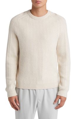 Reiss Millerson Textured Wool & Cotton Blend Crewneck Sweater in Stone