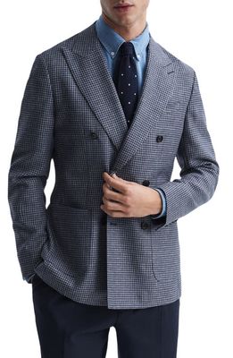 Reiss Monument Houndstooth Wool Blend Sport Coat in Blue