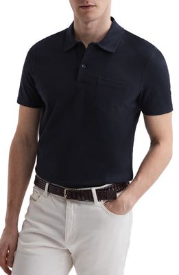 Reiss Nammos Short Sleeve Pocket Polo in Navy