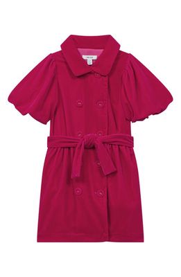 Reiss Nancy Jr. Puff Sleeve Belted Velvet Dress in Pink