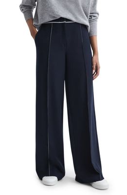 Reiss Oriel Topstitch Pants in Navy