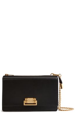 Reiss Piction Leather Crossbody Bag in Black