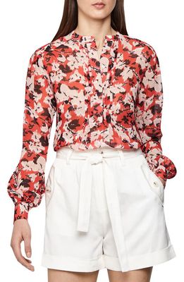 Reiss Provence Floral Print Blouse in Red