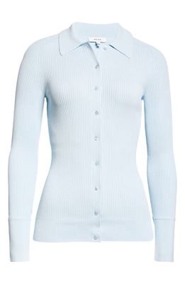 Reiss Sandy Ribbed Long Sleeve Button-Up Shirt in Light Blue