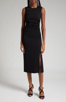 Reiss Scarlett Sleeveless Ruched Midi Dress in Black