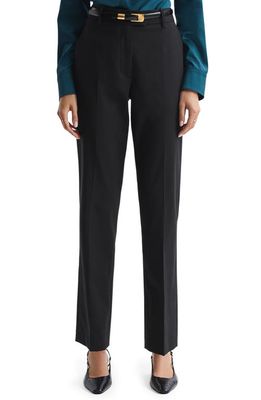 Reiss Sonny Straight Leg Stretch Wool Trousers in Black