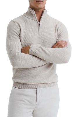 Reiss Tempo Quarter Zip Wool Blend Sweater in Oatmeal Melange
