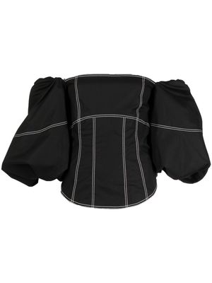 Rejina Pyo Ari contrast-stick puff blouse - Black