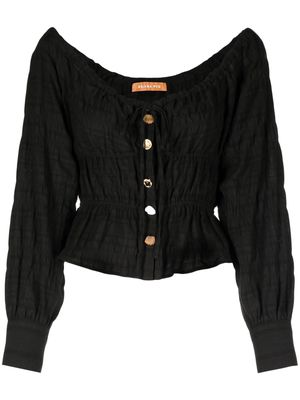 Rejina Pyo Effi smocked cotton blouse - Black