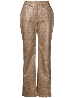 Rejina Pyo Ellis snakeskin-effect straight trousers - Brown