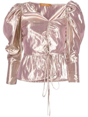 Rejina Pyo Fiona metallic puff-sleeve blouse - Silver