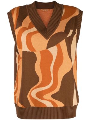 Rejina Pyo Frida abstract-pattern knit vest - Brown