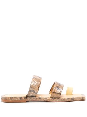 Rejina Pyo Larissa snakeskin-print leather sandals - Brown