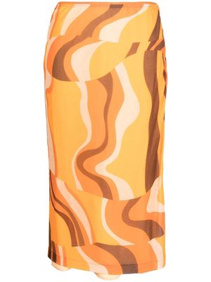 Rejina Pyo Mirren abstract-pattern midi skirt - Orange