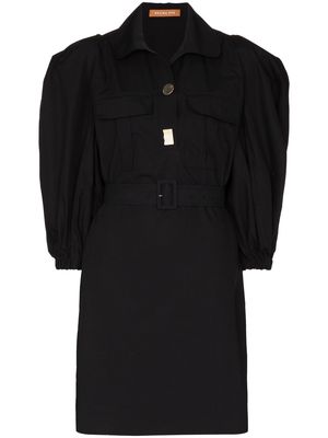 Rejina Pyo puff-sleeve belted shirtdress - Black