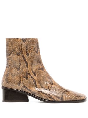 Rejina Pyo Rise snakeskin-print leather ankle boots - Brown
