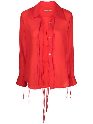 Rejina Pyo Saskia crinkled front-tie shirt - Red