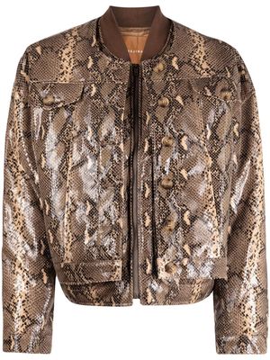 Rejina Pyo Wells snakeskin-print bomber jacket - Brown