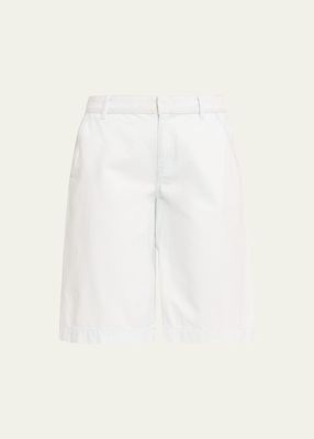 Relaxed Cotton Twill Long Shorts