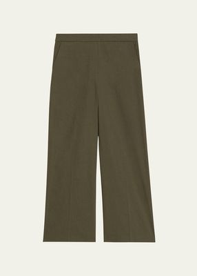 Relaxed Straight Cropped Pull-On Pants