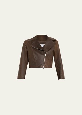 Relaxed Stretch Leather Moto Jacket