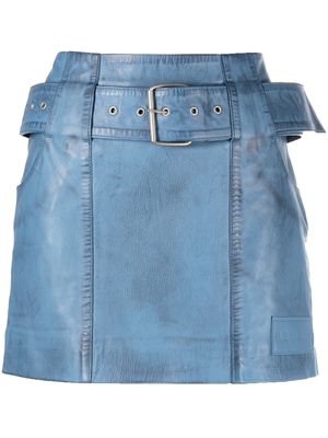 REMAIN belted leather miniskirt - Blue