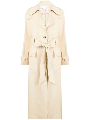 REMAIN belted single-breasted long coat - Yellow