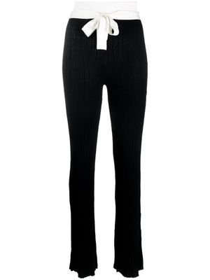 REMAIN belted waist fine ribbed trousers - Black