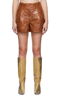REMAIN Birger Christensen Brown Paola Leather Shorts