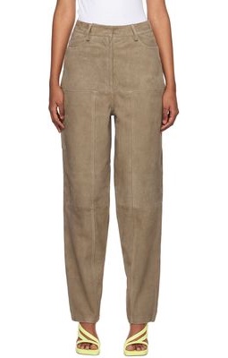 REMAIN Birger Christensen Brown Tapered Leather Pants