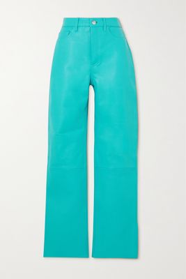 REMAIN Birger Christensen - Leather Straight-leg Pants - Blue