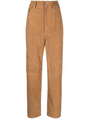 REMAIN bonded-seamed suede cocoon trousers - Brown