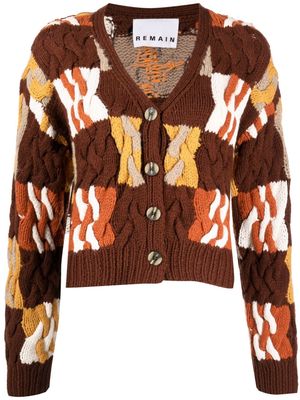 REMAIN button-down cable-knit cardigan - Brown