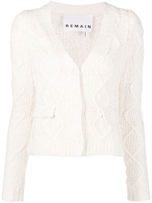 REMAIN cable-knit V-neck cardigan - White