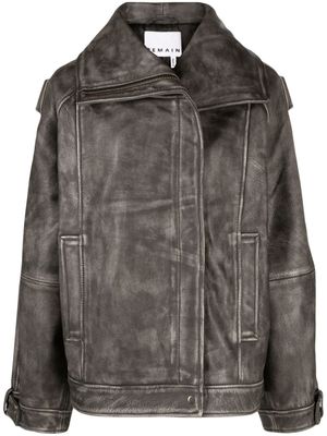 REMAIN distressed leather jacket - Black