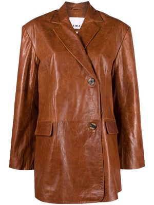 REMAIN double-breasted leather blazer - Brown
