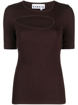 REMAIN fine-ribbed cut-out T-shirt - Brown