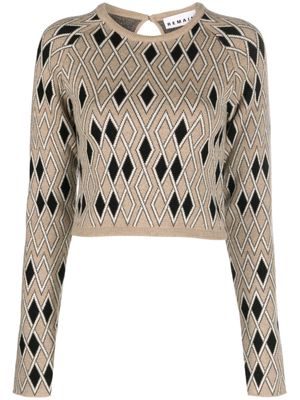 REMAIN geometric-pattern cropped jumper - Neutrals