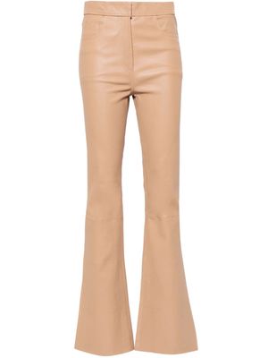 REMAIN high-waist leather flared trousers - Brown