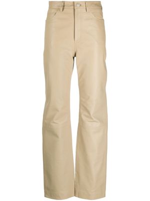 REMAIN high-waisted leather trousers - Neutrals