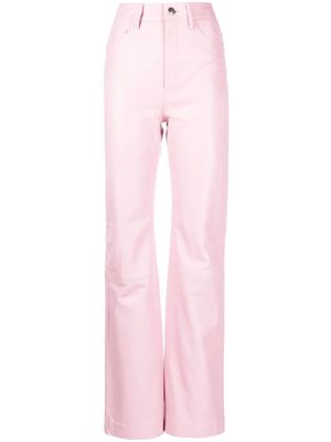 REMAIN high-waisted leather trousers - Pink