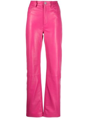 REMAIN leather wide-leg trousers - Pink