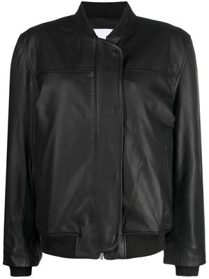 REMAIN leather zipped bomber jacket - Black
