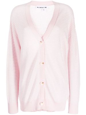 REMAIN open-knit V-neck cardigan - Pink
