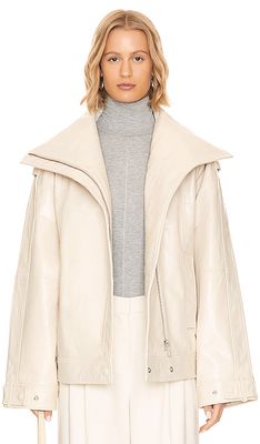 REMAIN Oversized Leather Jacket in White