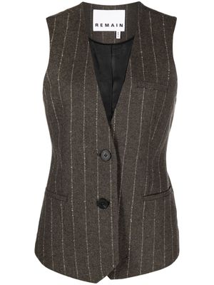 REMAIN pinstripe-pattern wool-blend waistcoat - Brown