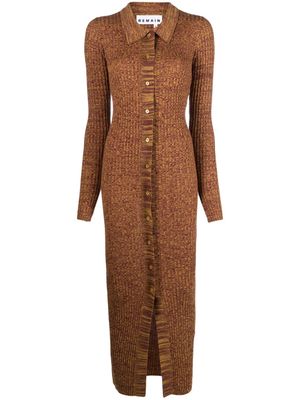 REMAIN ribbed-knit wool cardigan maxi dress - Brown