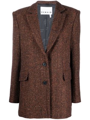 REMAIN single-breasted knitted blazer - Brown