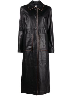 REMAIN single-breasted leather maxi coat - Black